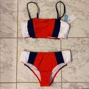 NWT! Women’s CUPSHE Tri-Color Bandeau Bikini Sz. L